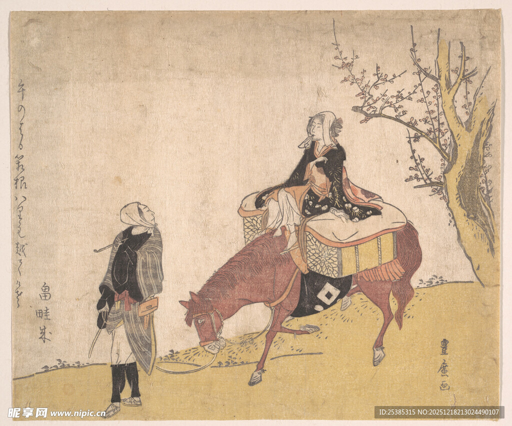 古代人物骑牛出行图