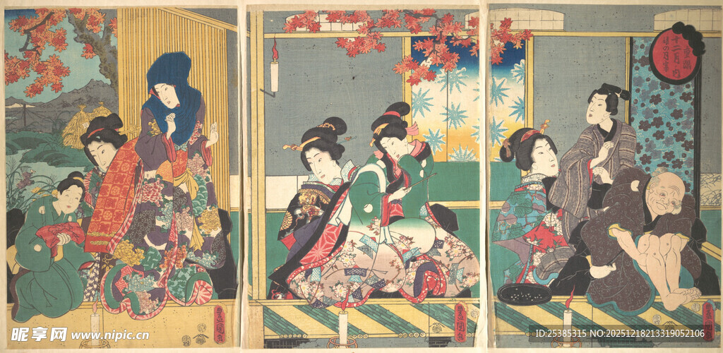 日本传统浮世绘人物场景