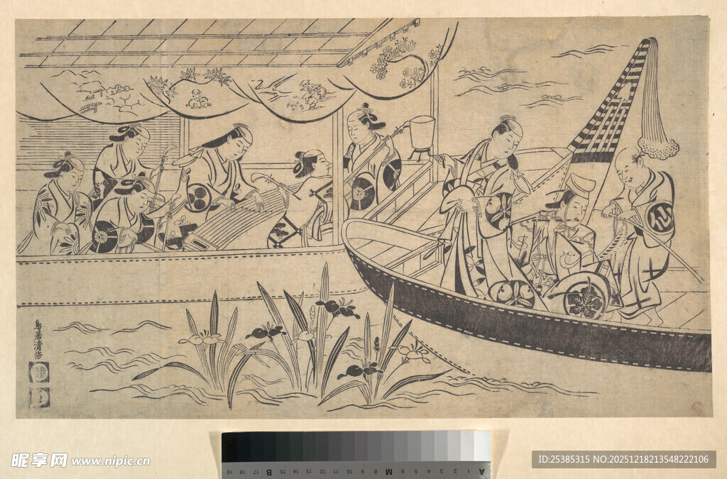 古代舟船出行场景图