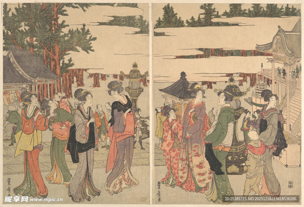 古代热闹街市人物活动场景