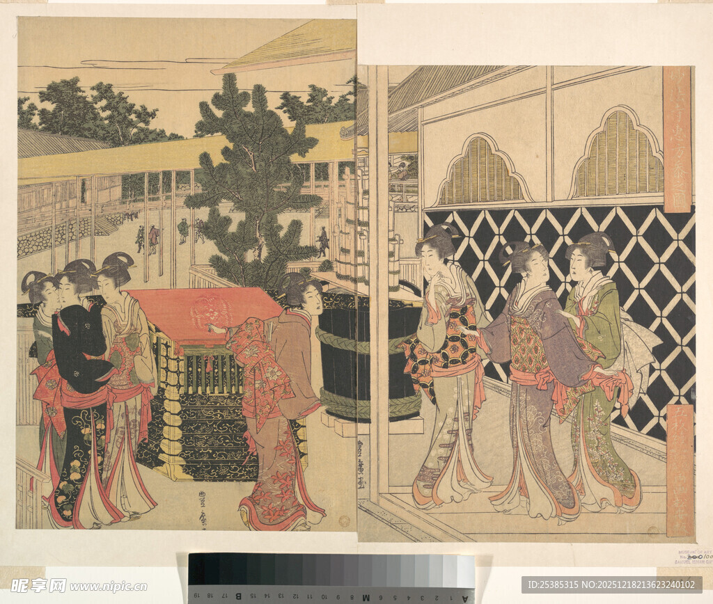 古代庭院人物活动场景图