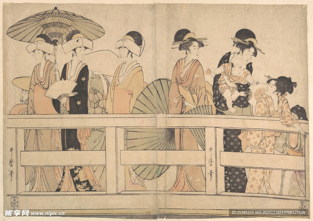 日本传统艺伎桥上场景