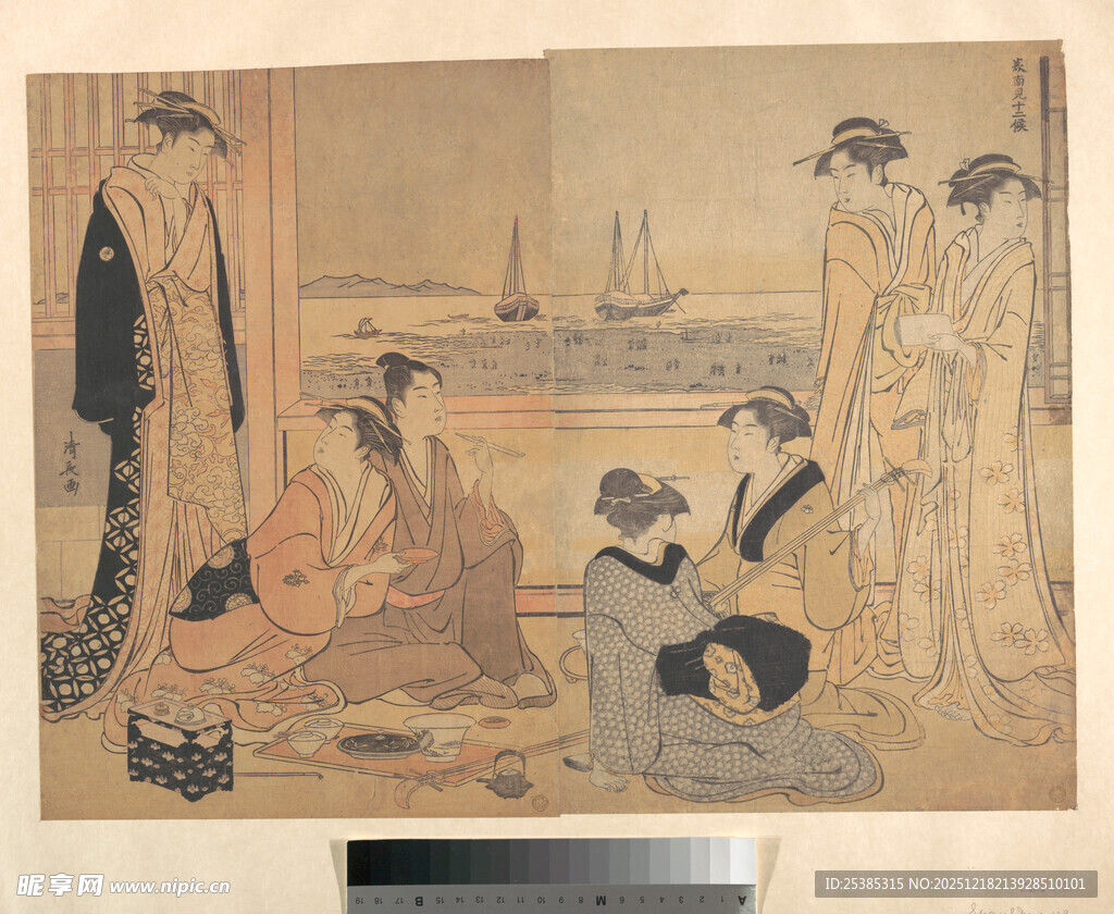 日本传统场景人物绘画