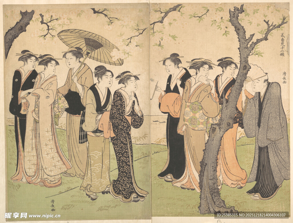 古代仕女聚会场景图