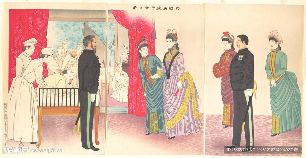 复古宫廷人物服饰场景图