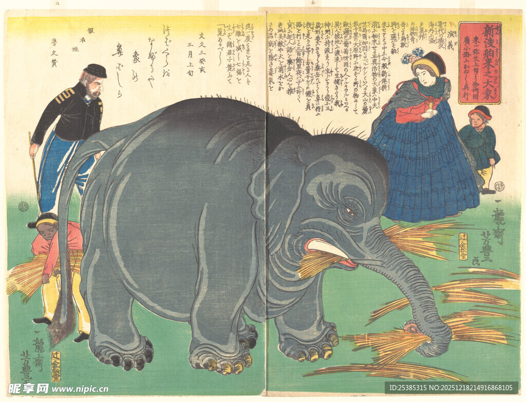 古代骑象场景图