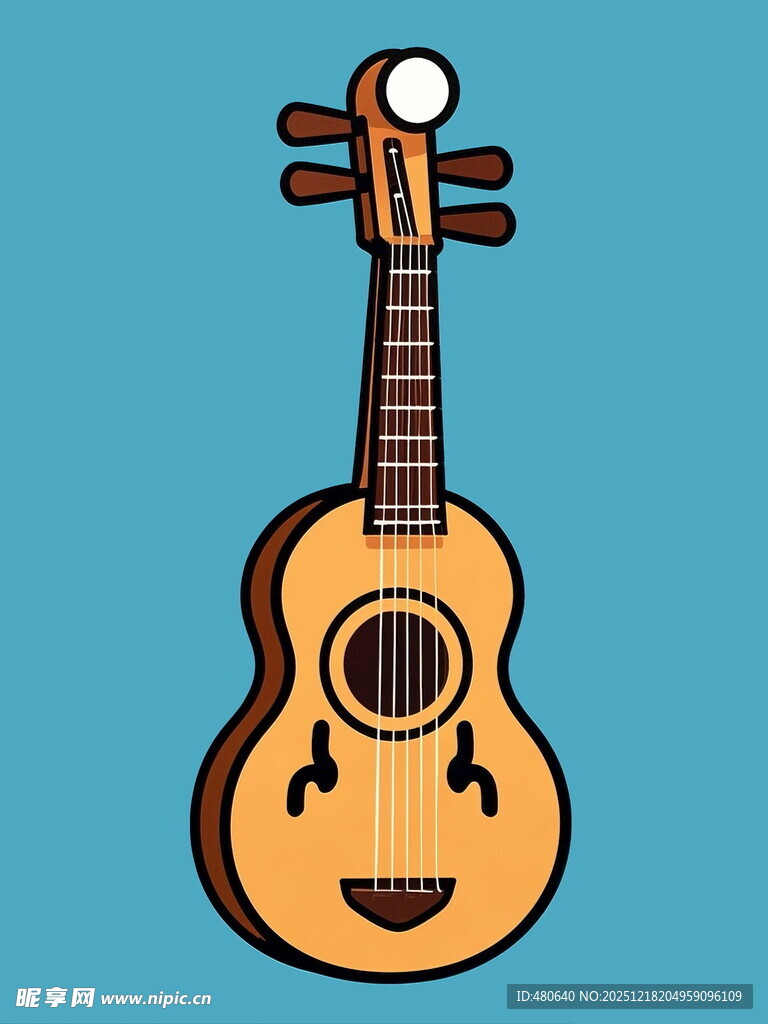 可爱卡通尤克里里插画