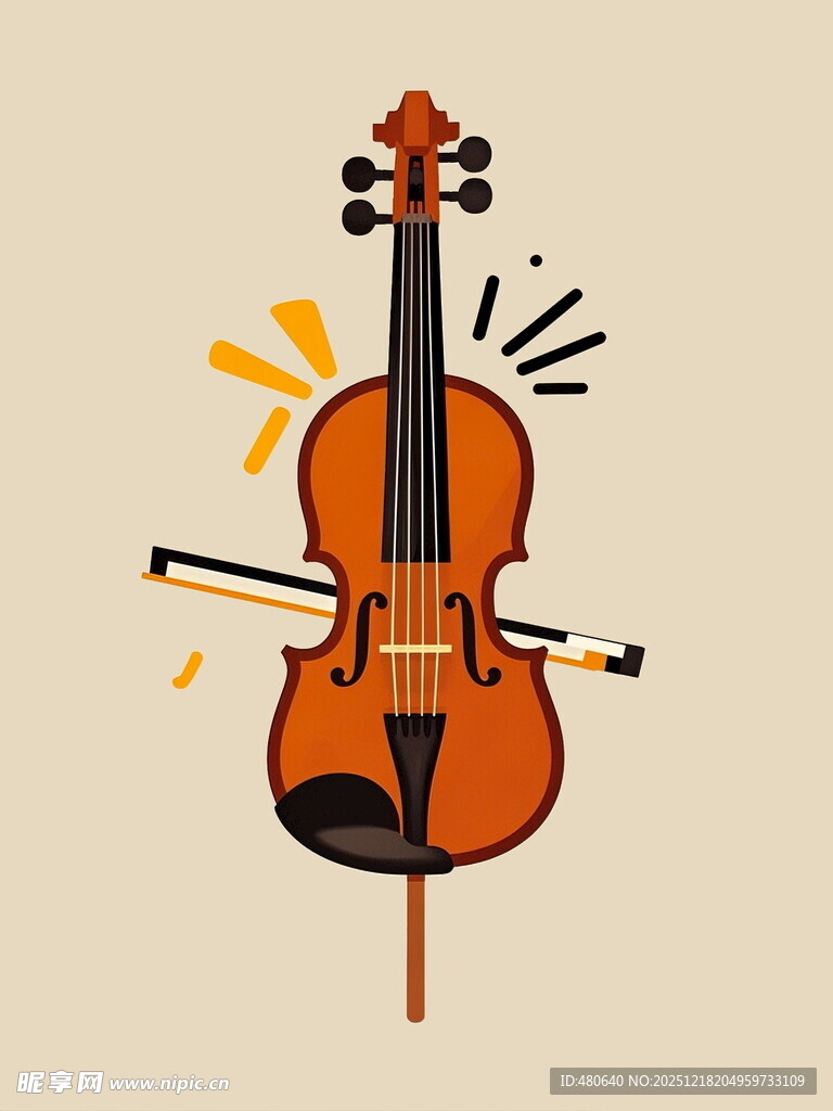 小提琴插画动感音乐元素