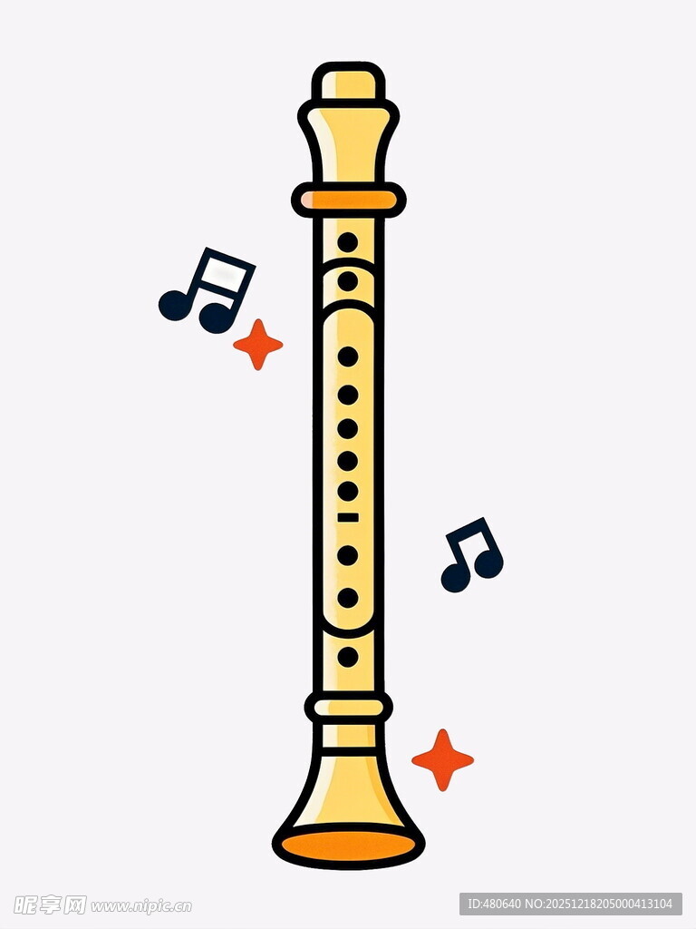 竖笛与音符的灵动画面