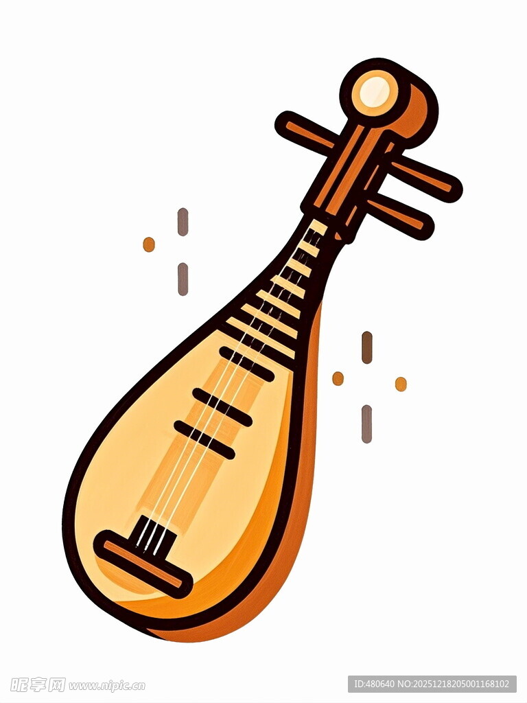 卡通风格的传统琵琶乐器