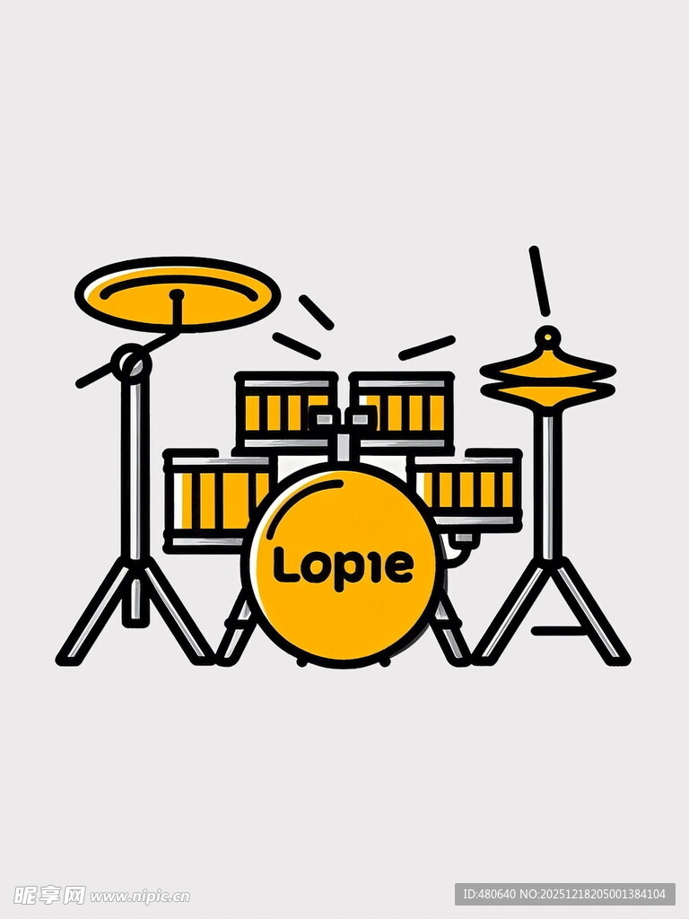 简约风格架子鼓图标设计