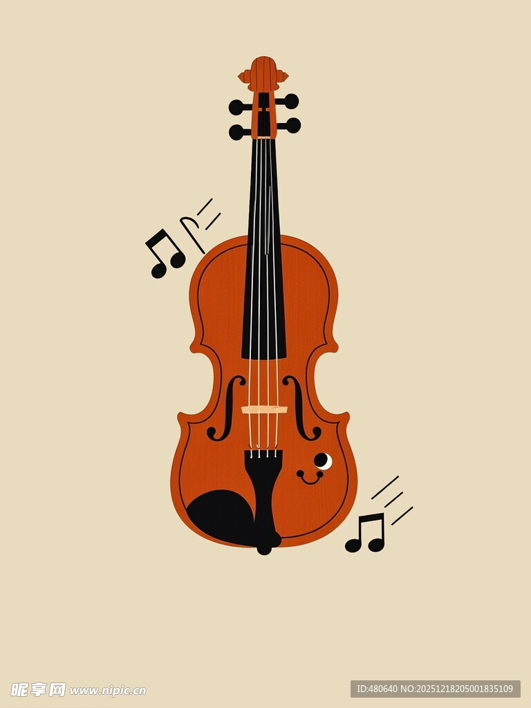 古典小提琴与音符图案
