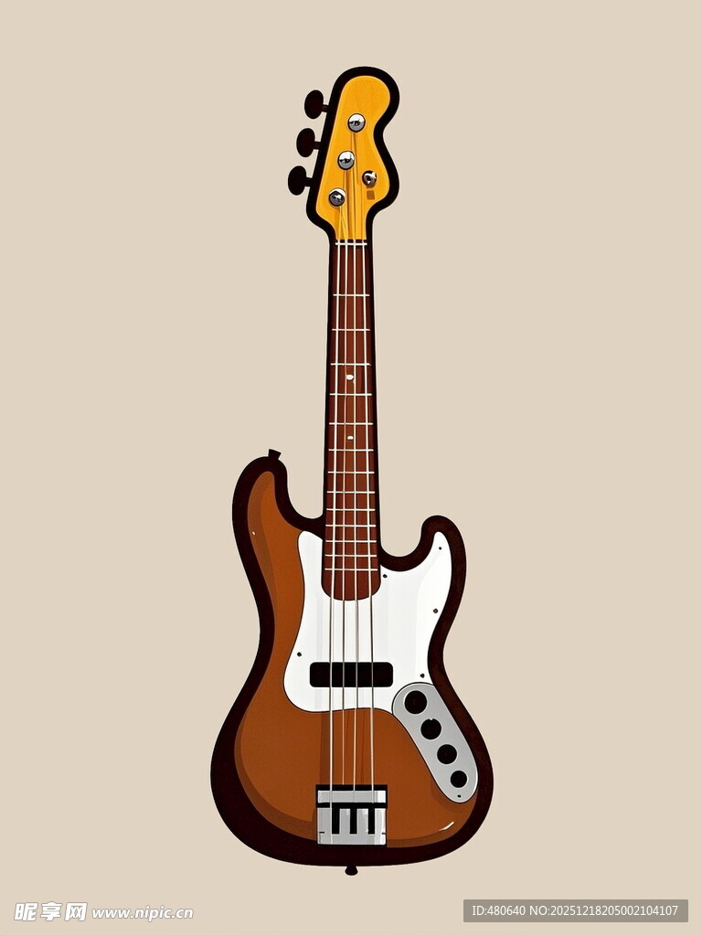 复古风格电贝斯插画