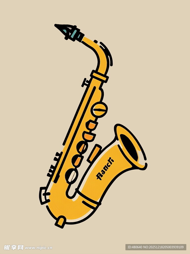手绘黄色萨克斯风