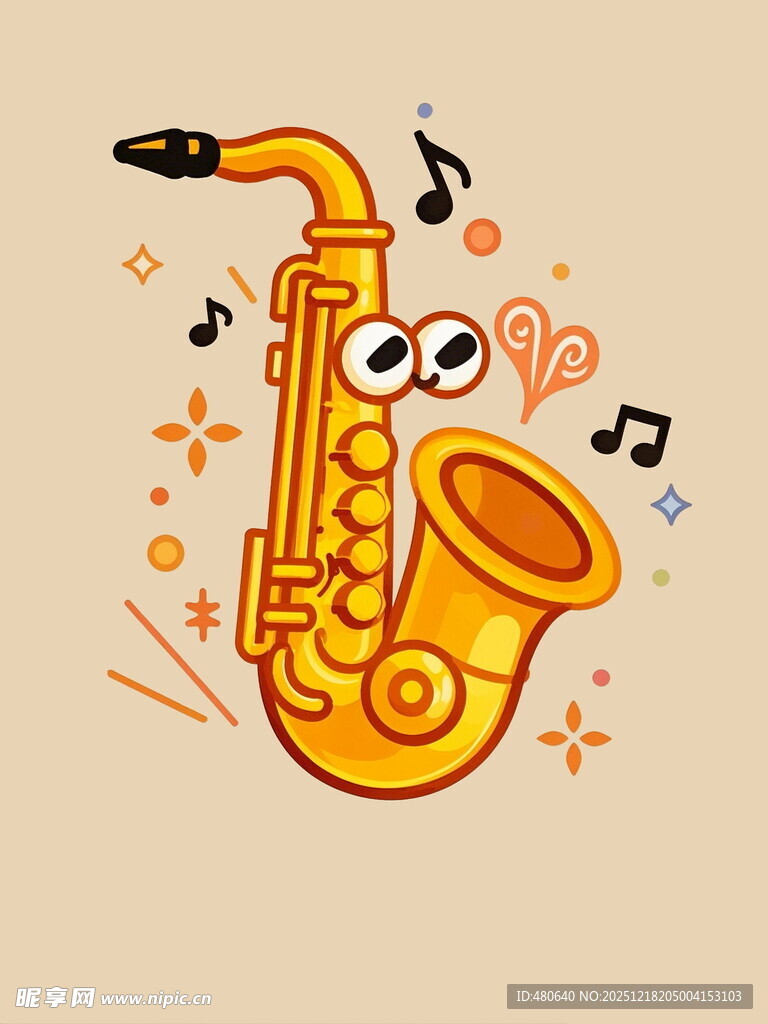 可爱卡通萨克斯演奏形象
