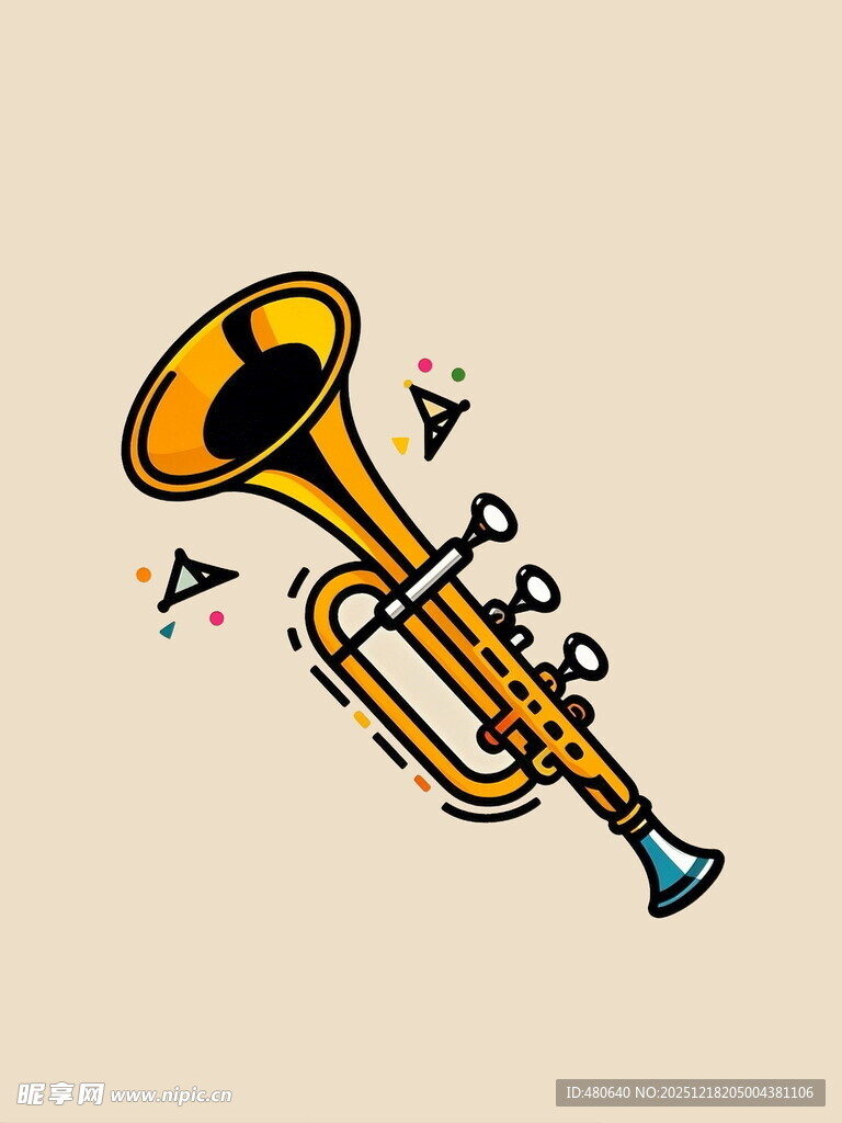 卡通风格小号演奏场景