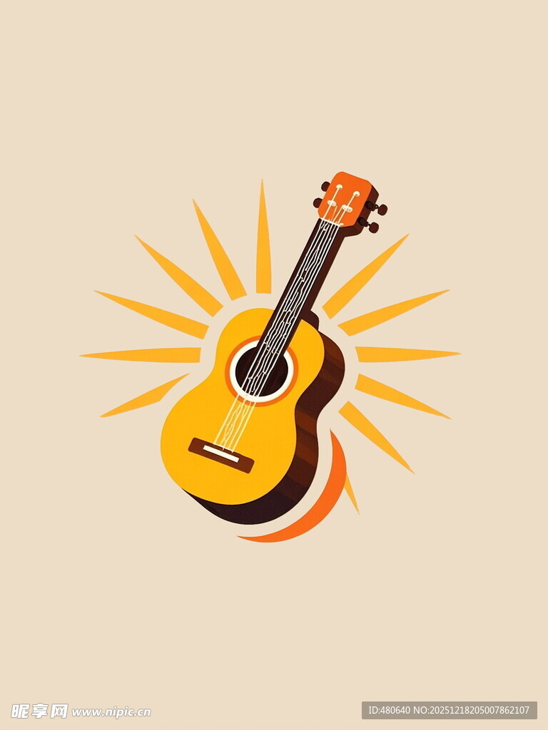 复古风格尤克里里插画