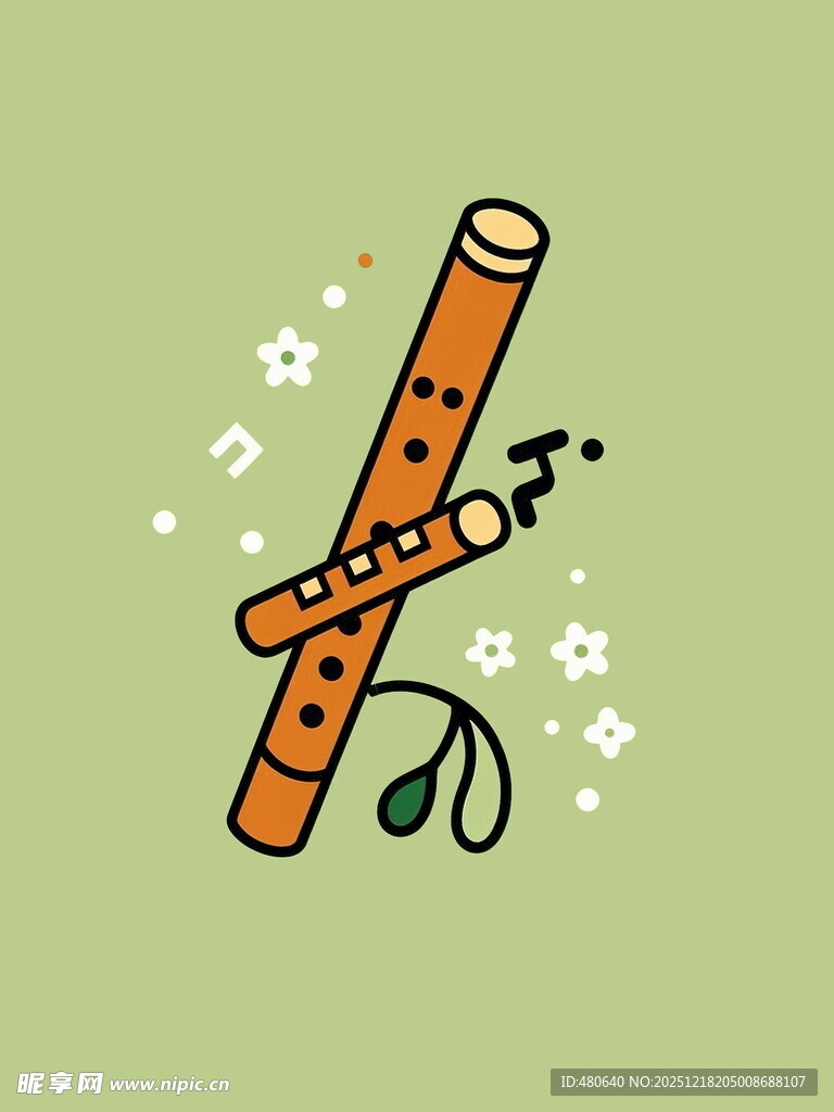 可爱长笛插画