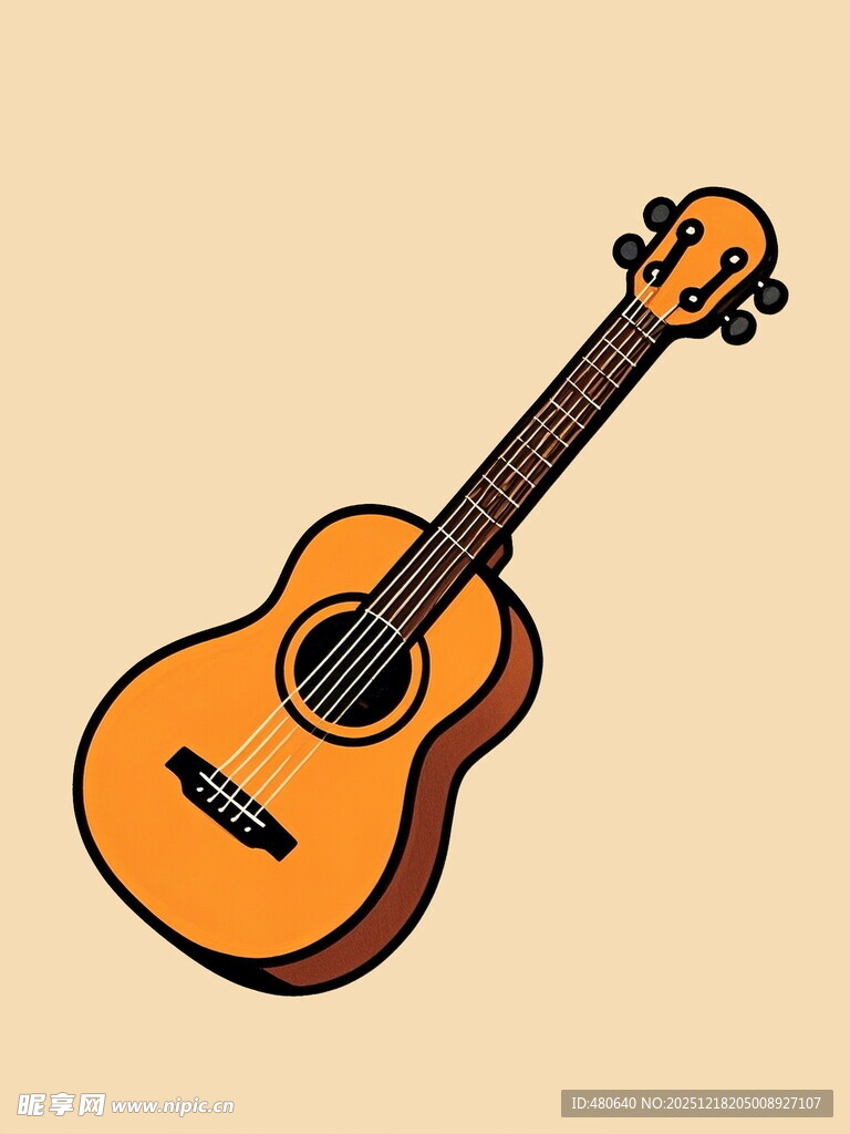 卡通风格的尤克里里乐器