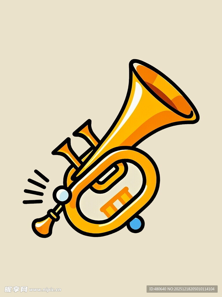 卡通风格的金色小号