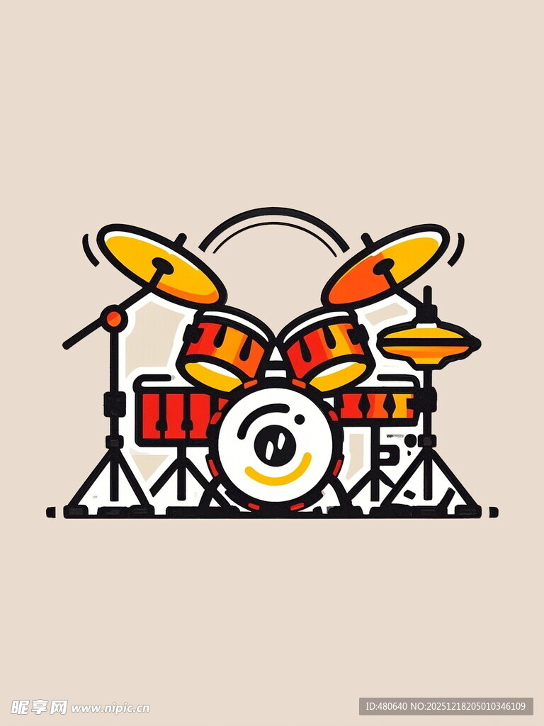 彩色简约风格架子鼓图案