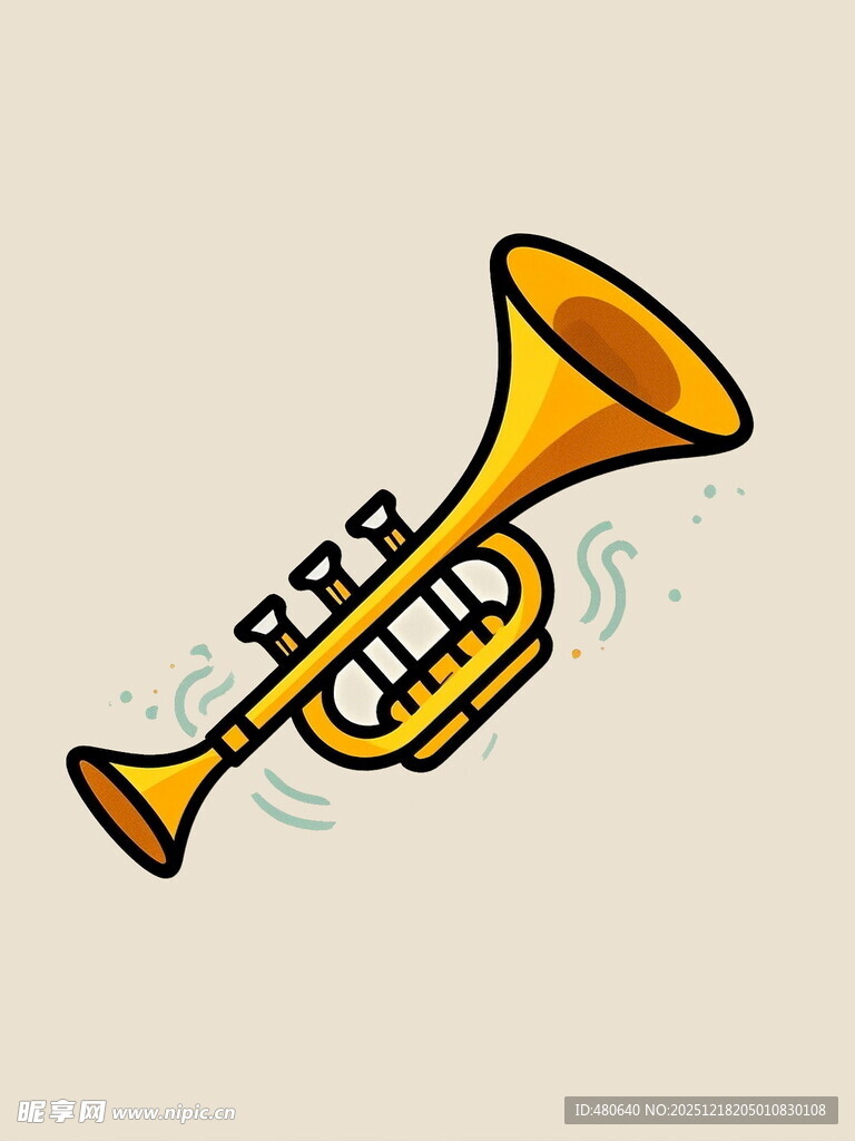 卡通风格的金色小号