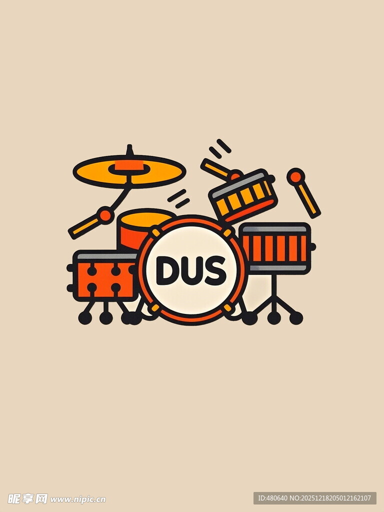 卡通风格架子鼓图案