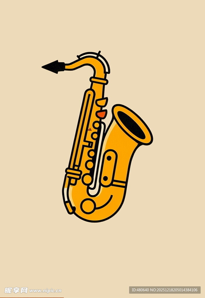 卡通风格的黄色萨克斯管
