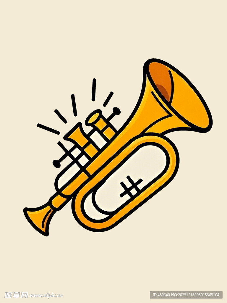 卡通风格的金色小号