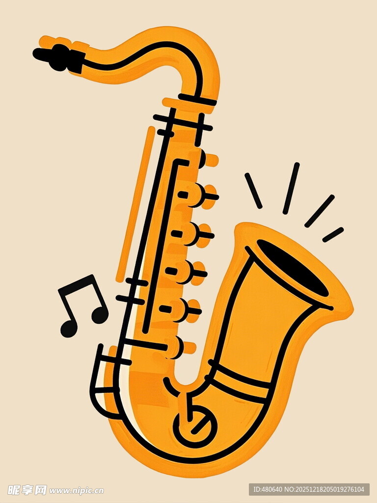 卡通风格的萨克斯插画