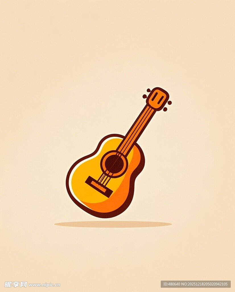 卡通风格的黄色吉他