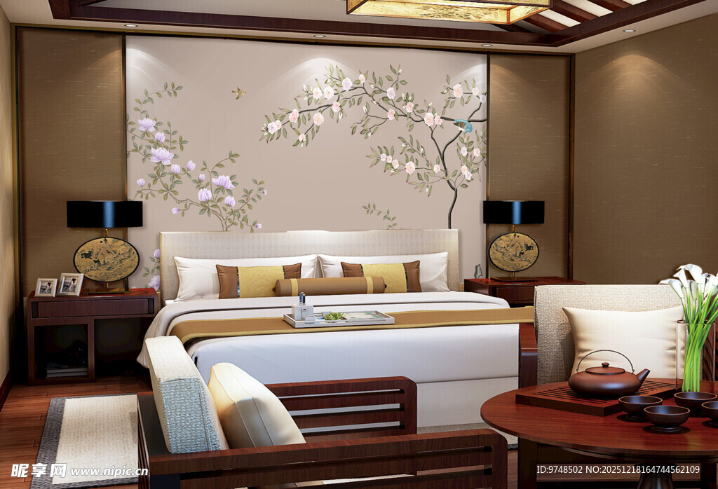 中式豪华卧室室内装饰图