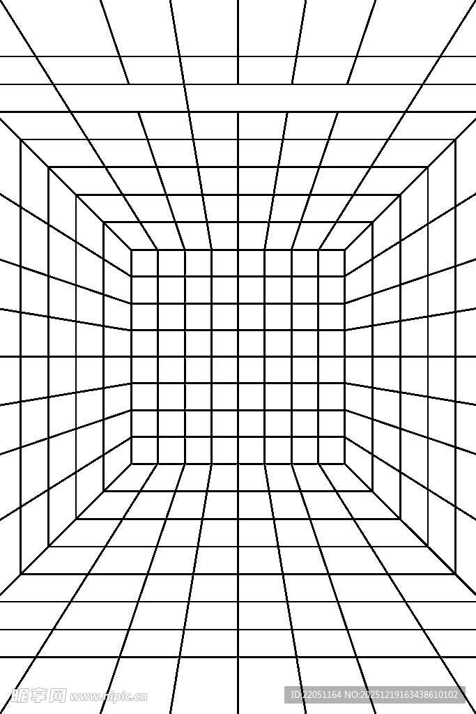 线条构成的几何空间隧道