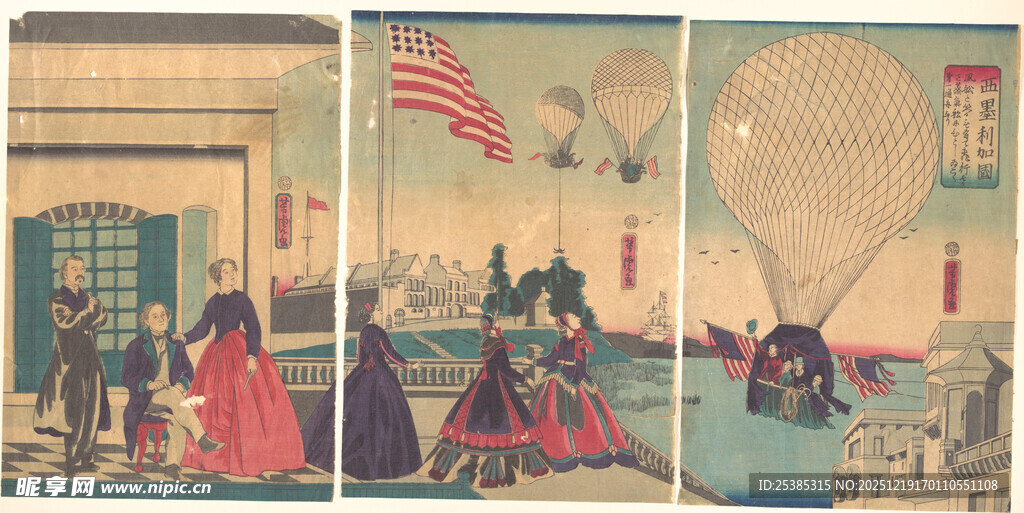 复古场景中的人物活动画面