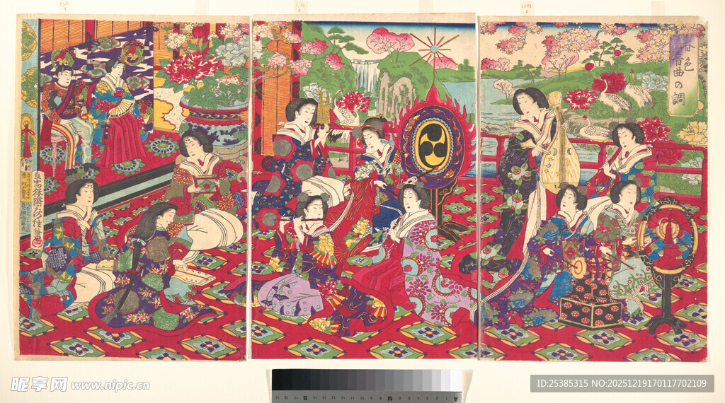 传统精美彩色织物图案