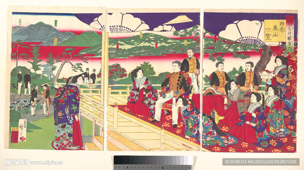 日本传统宫廷场景画作