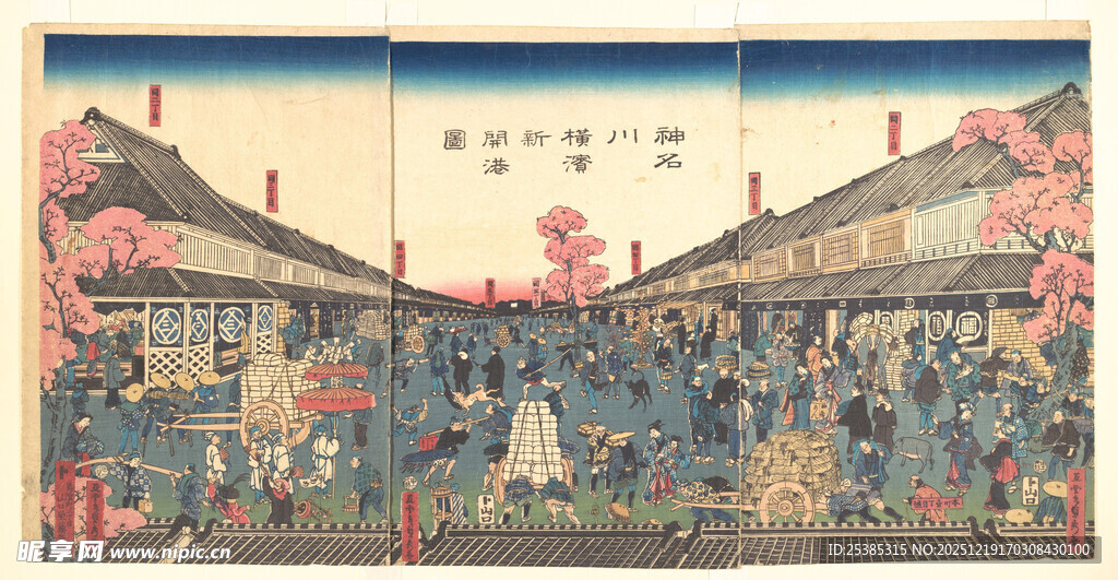 江户市井热闹场景图