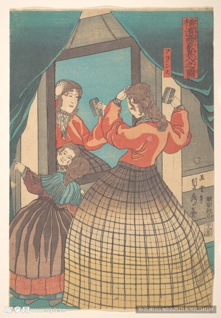 复古场景中的女性服饰展示