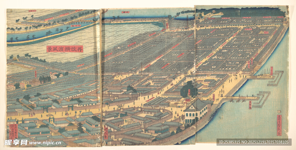 复古风格城市鸟瞰图