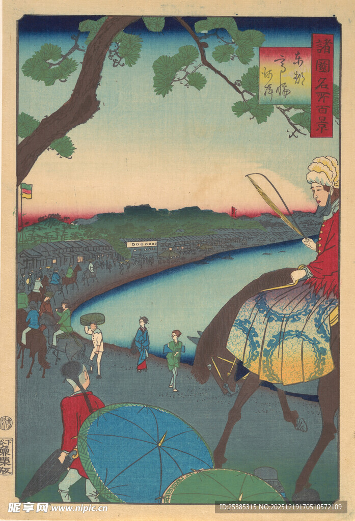 日本传统浮世绘风格场景