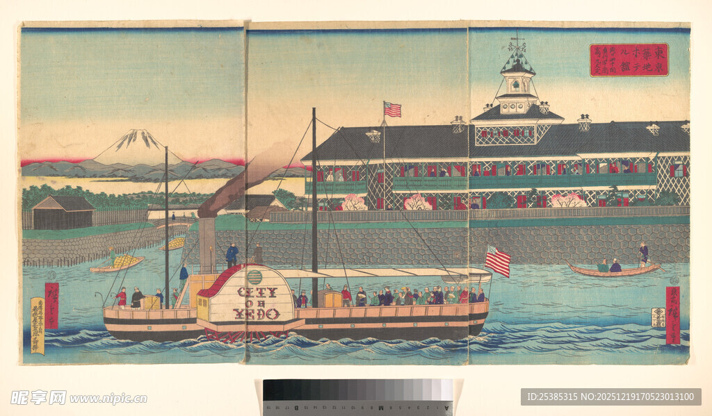 海上船只与岸边建筑图景