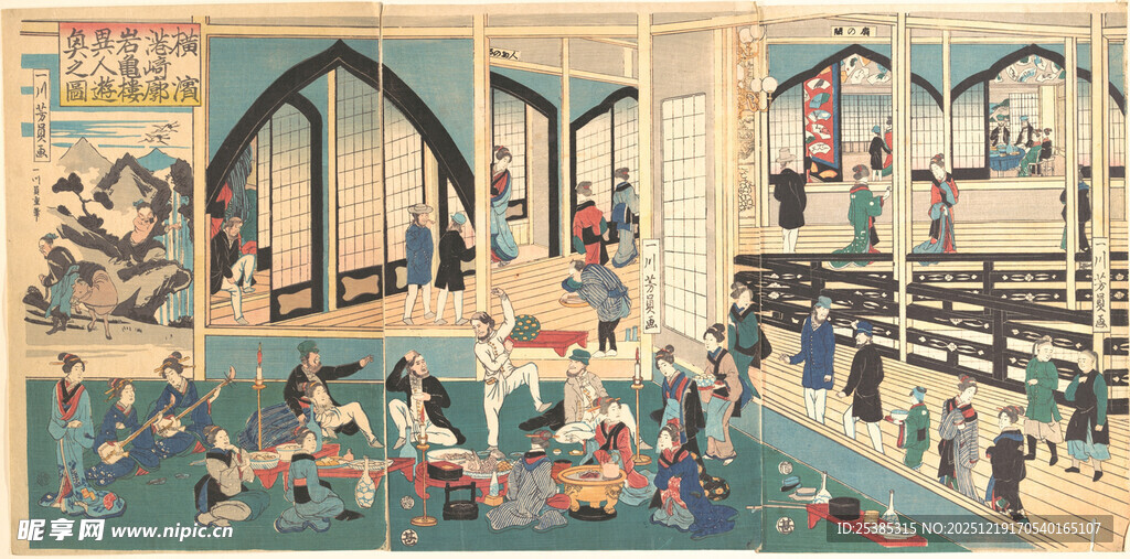 复古风格室内活动场景图