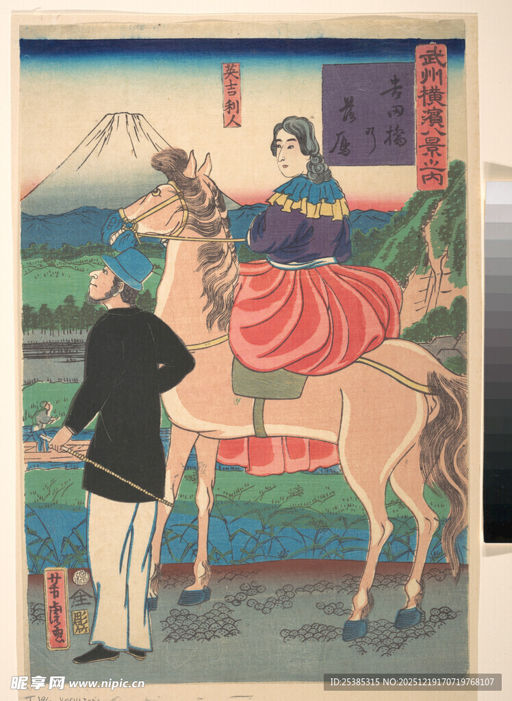 日本传统场景中的骑马人物