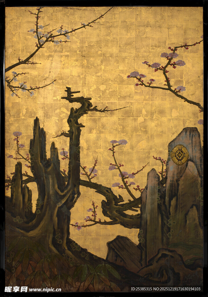 古风山水枯树景致图