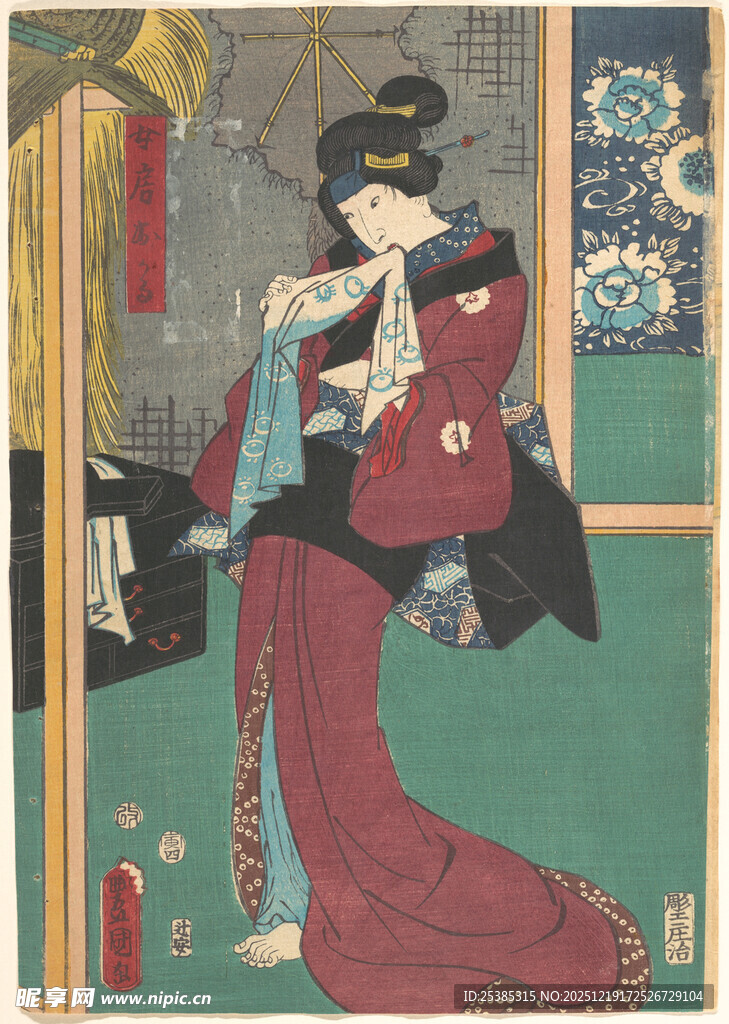 古典和服女子室内场景