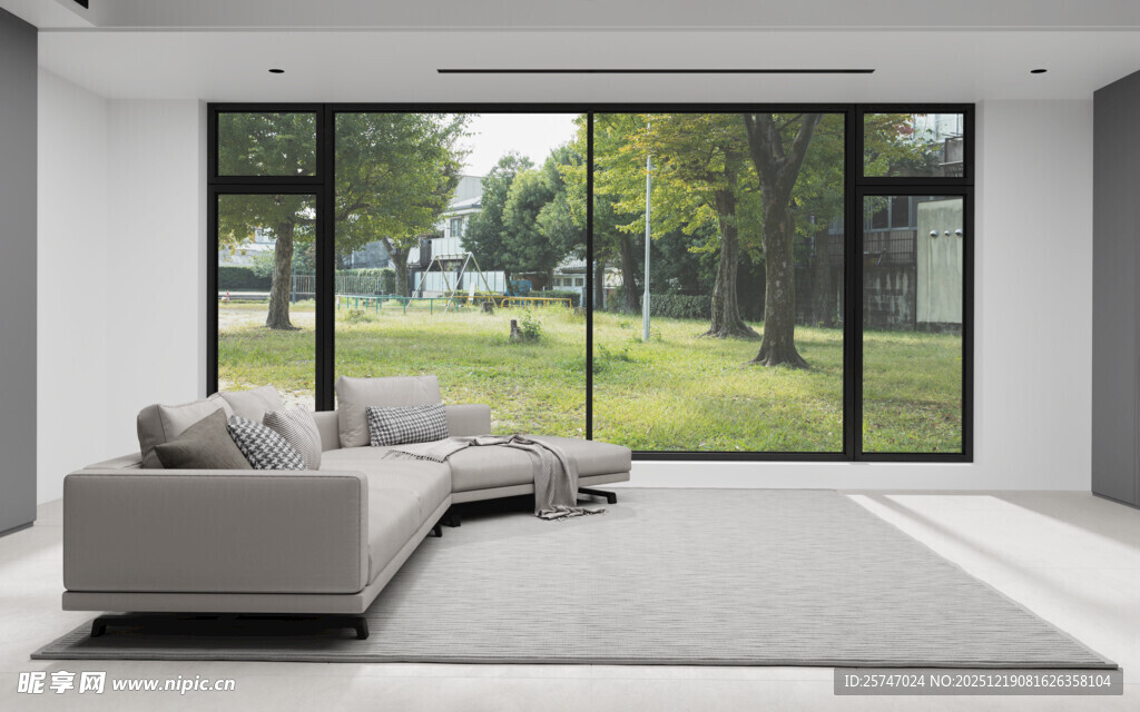 现代简约风客厅落地窗景观