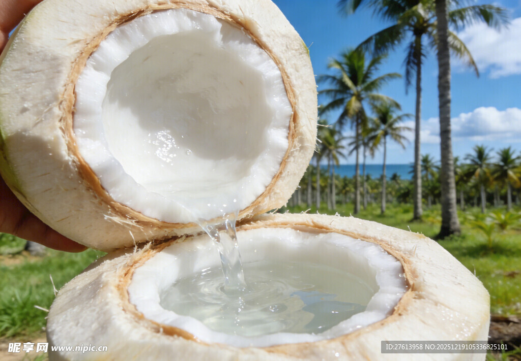 切开的椰子