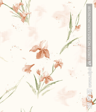 淡粉色花卉水彩背景图案