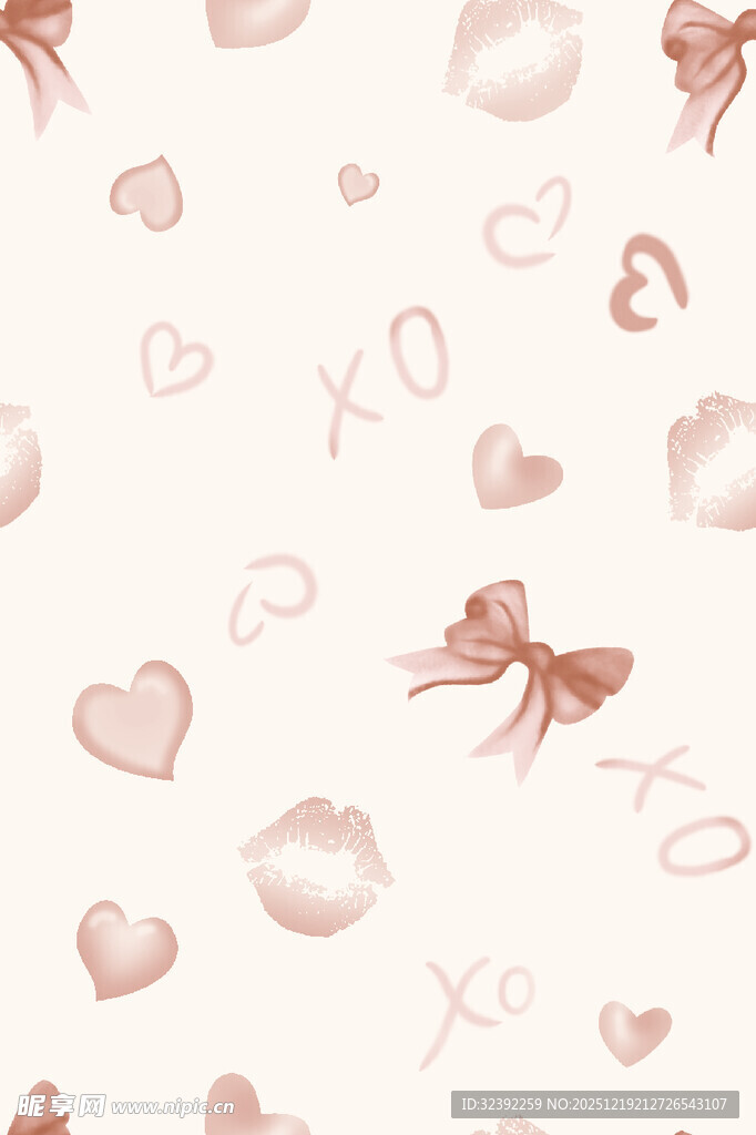 粉色浪漫爱心蝴蝶结图案