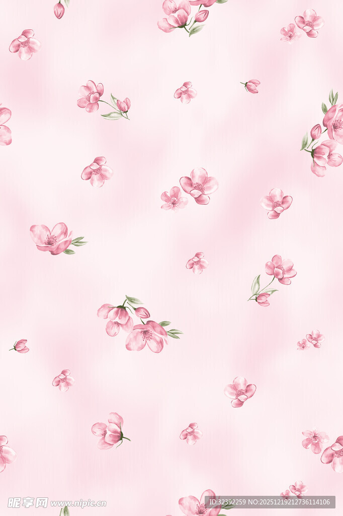 粉色花卉图案布料纹理